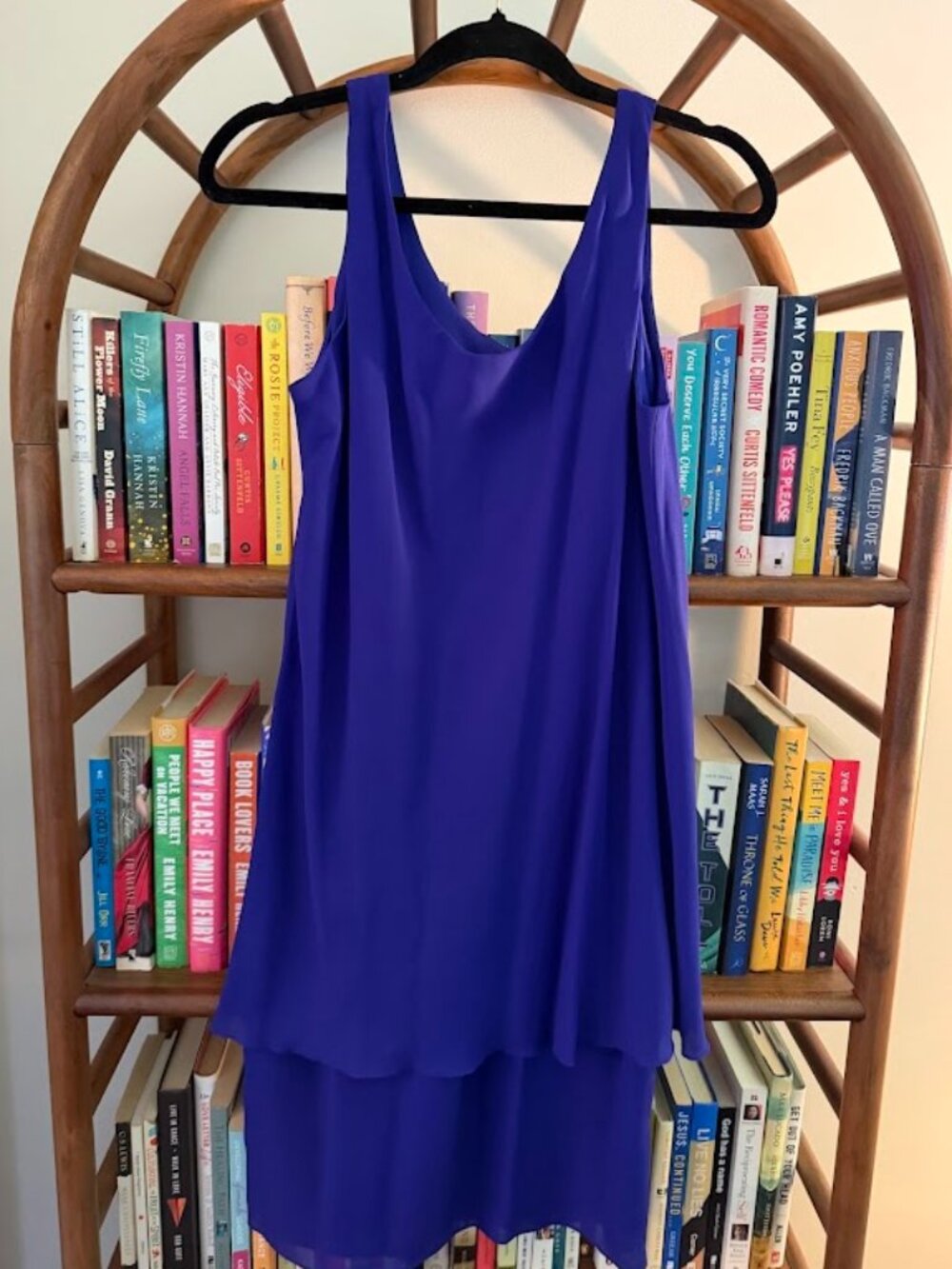 Patra Petites Royal Blue Layered Chiffon Cocktail Dress | Size 10P |